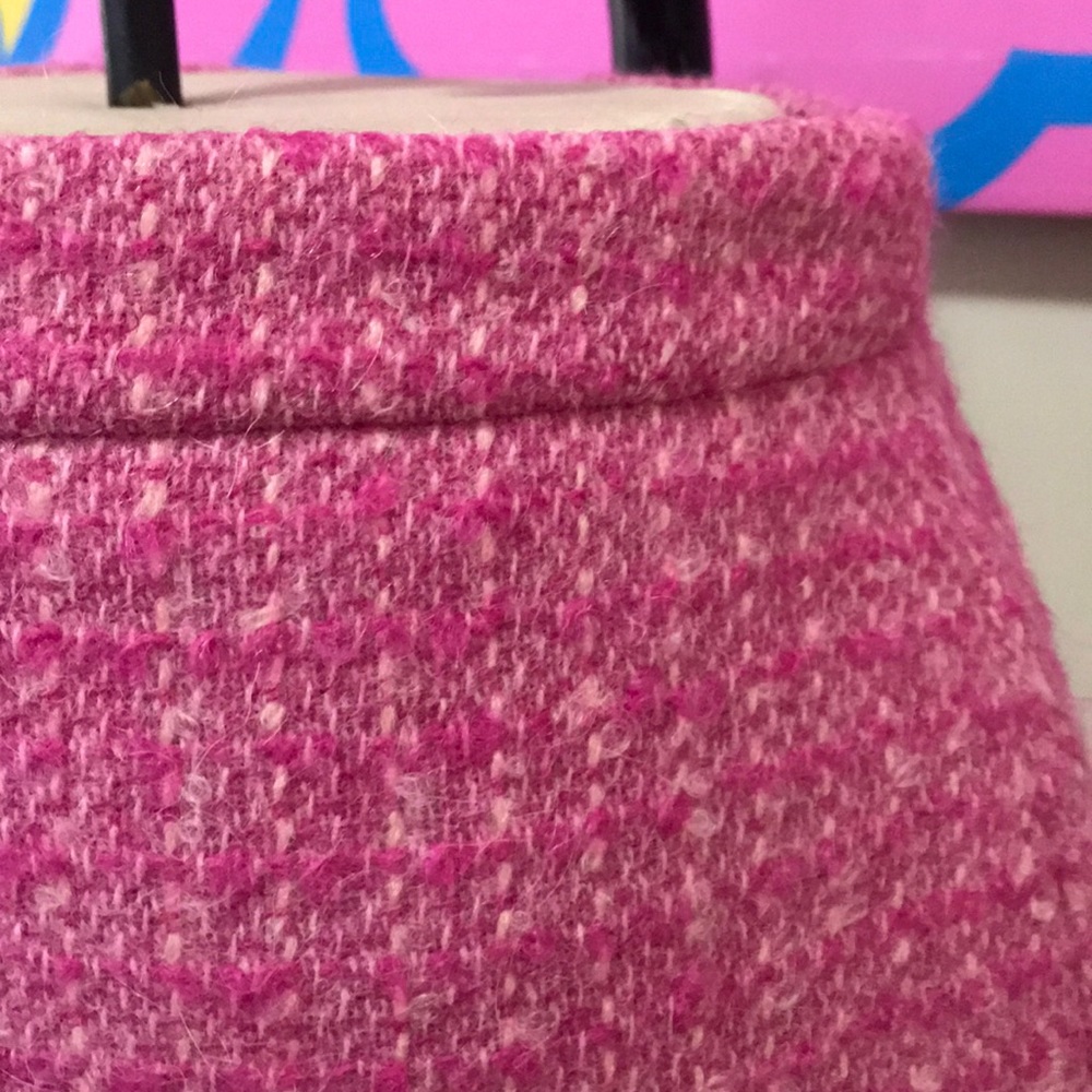 Moon Boucle Tweed Pink Wool Pencil Skirt_3